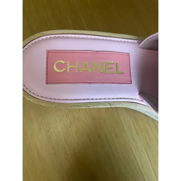 Chanel | Pink Quilted Lambskin Leather Platform Sole CC Logo Size EU 38 - Picture 8 of 10